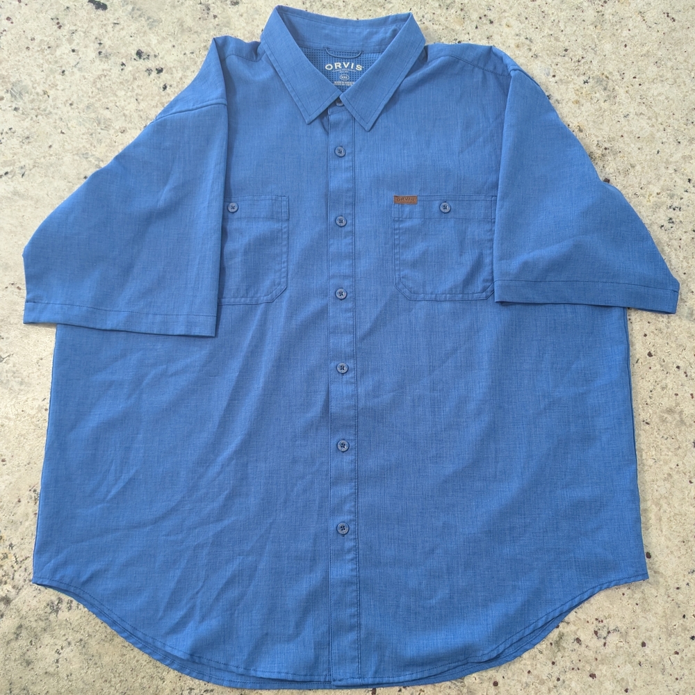 Orvis Men's Short Sleeve Button-Down Shirt - Blue